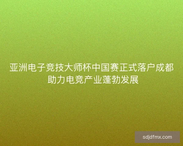 亚洲电子竞技大师杯中国赛正式落户成都 助力电竞产业蓬勃发展